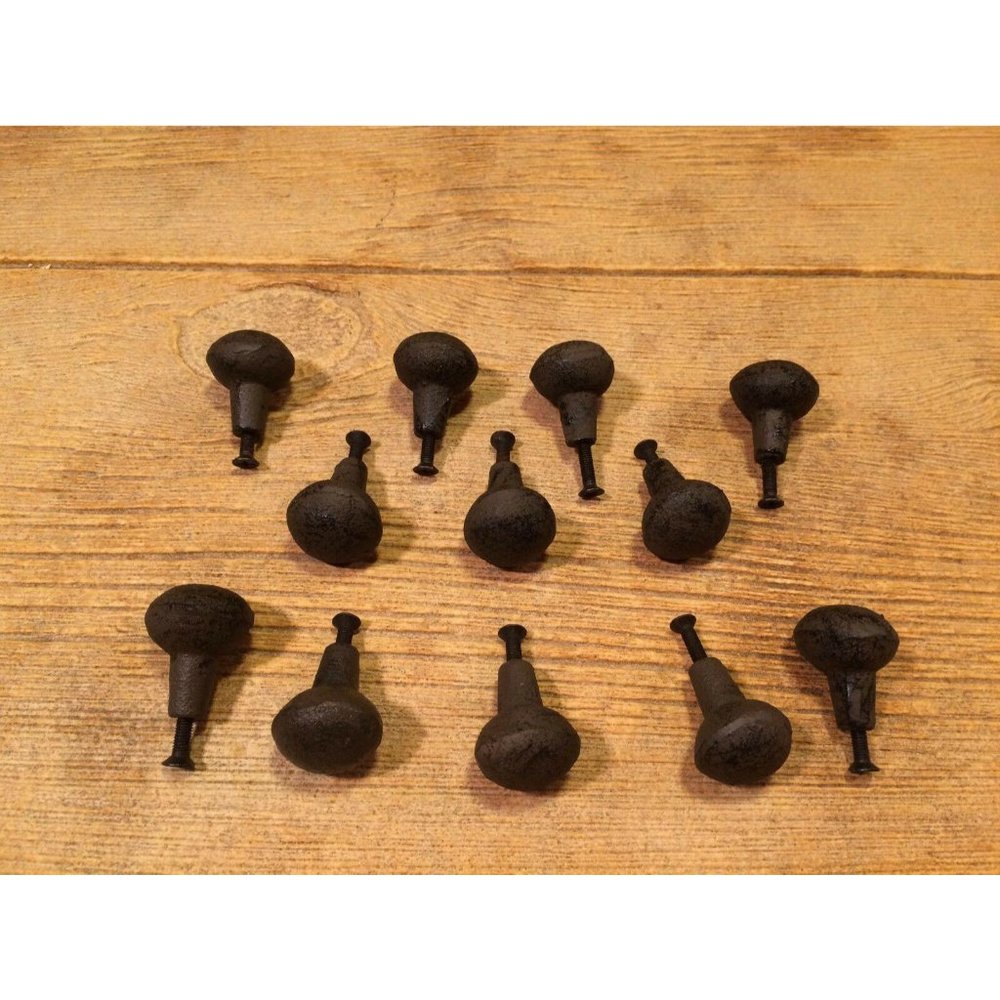 Twelve (12) Cast Iron Round Knobs Antique Style 1.25"wide Cabinet Knobs 184-3758